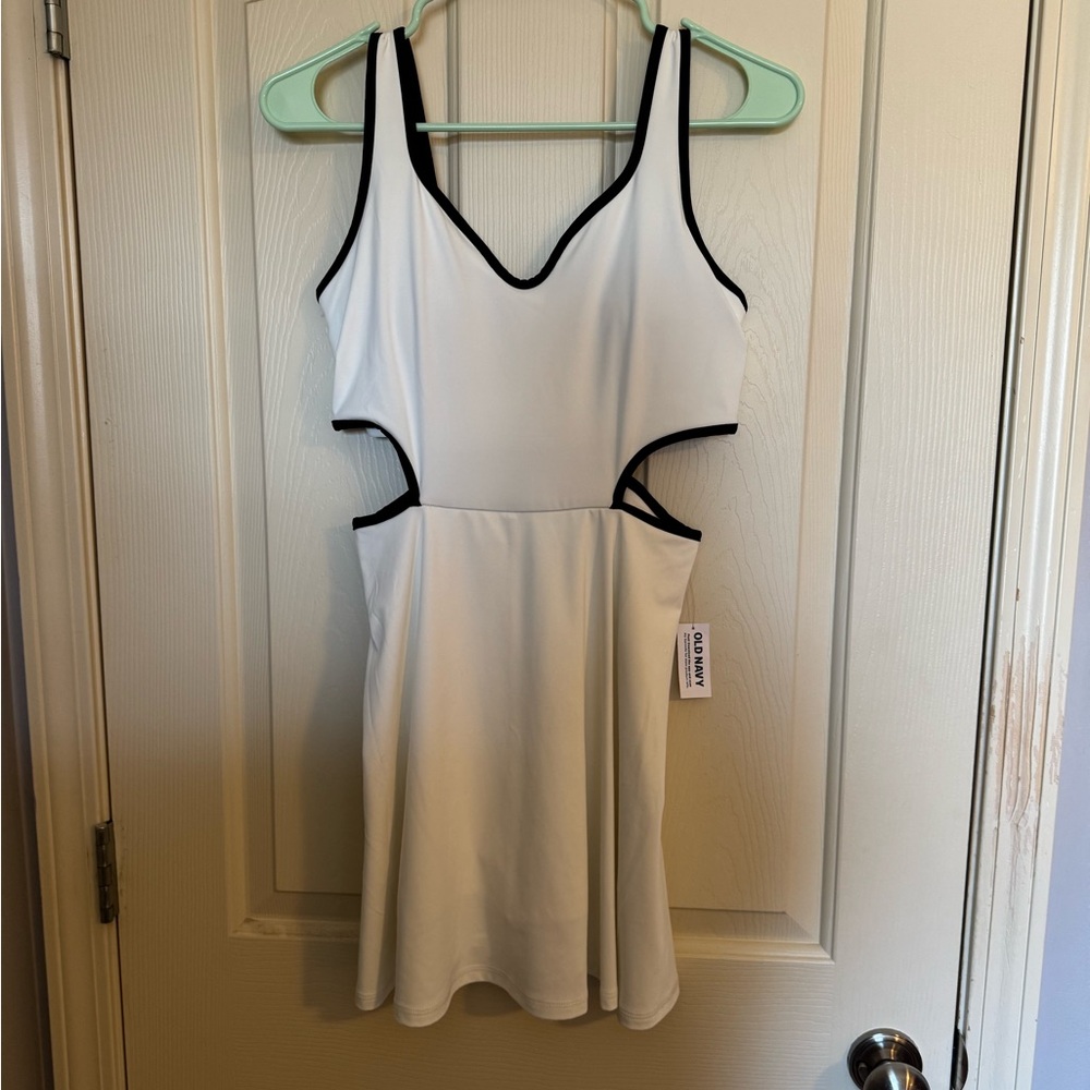 Old Navy White Tennis Dress with Black Trim